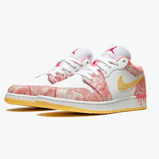 CW7104-601 Jordan 1 Low Paint Drip Dámské Boty