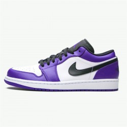 553558-500 Jordan 1 Low Court Purple White Dámské A Pánské Boty