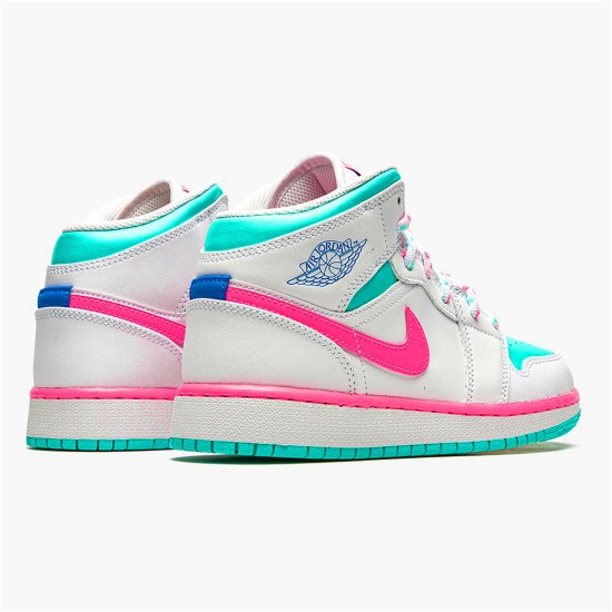 555112-102 Jordan 1 Mid White Pink Green Soar Dámské Boty