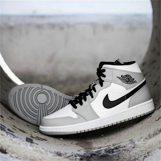 554724-092 Jordan 1 Mid Light Smoke Grey Dámské A Pánské Boty