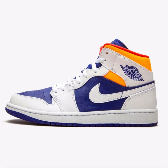 554724-131 Jordan 1 Mid Royal Blue Laser Orange Dámské A Pánské Boty