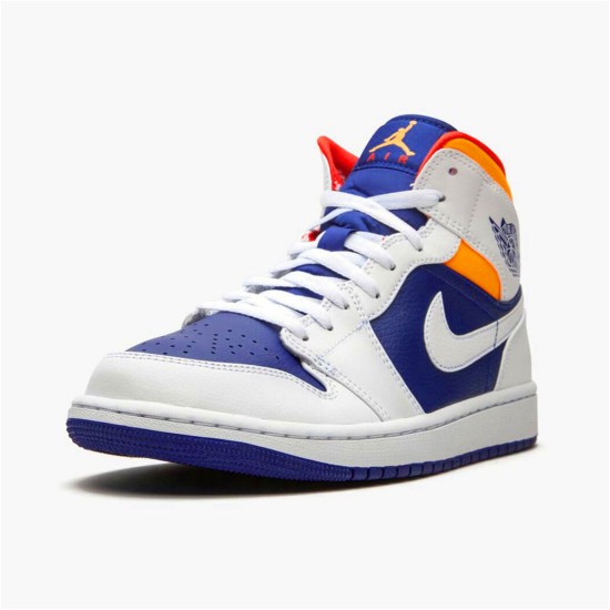 554724-131 Jordan 1 Mid Royal Blue Laser Orange Dámské A Pánské Boty