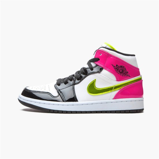 CZ9834-100 Jordan 1 Mid White Black Cyber Pink Dámské A Pánské Boty