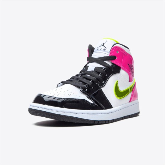 CZ9834-100 Jordan 1 Mid White Black Cyber Pink Dámské A Pánské Boty