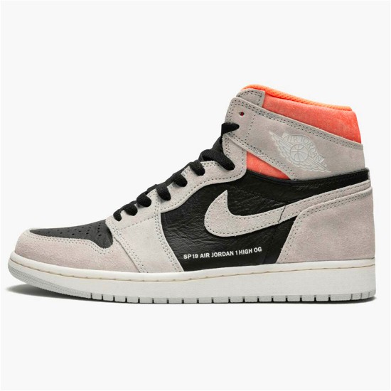 555088-018 Jordan 1 Retro High Neutral Grey Hyper Crimson Dámské A Pánské Boty