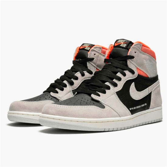 555088-018 Jordan 1 Retro High Neutral Grey Hyper Crimson Dámské A Pánské Boty