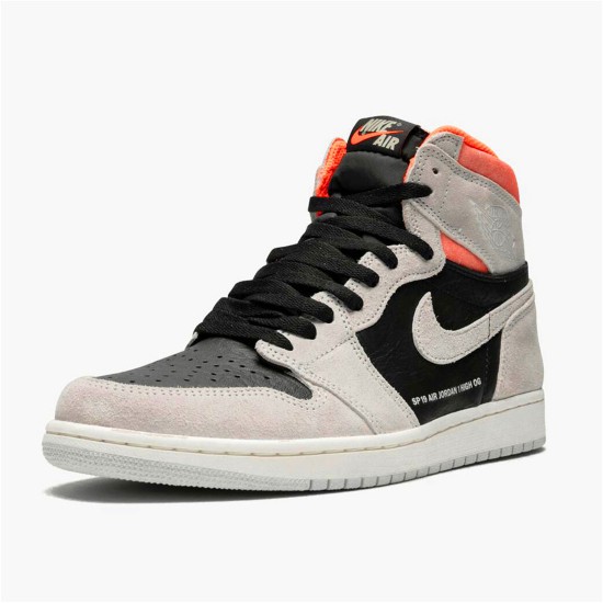 555088-018 Jordan 1 Retro High Neutral Grey Hyper Crimson Dámské A Pánské Boty